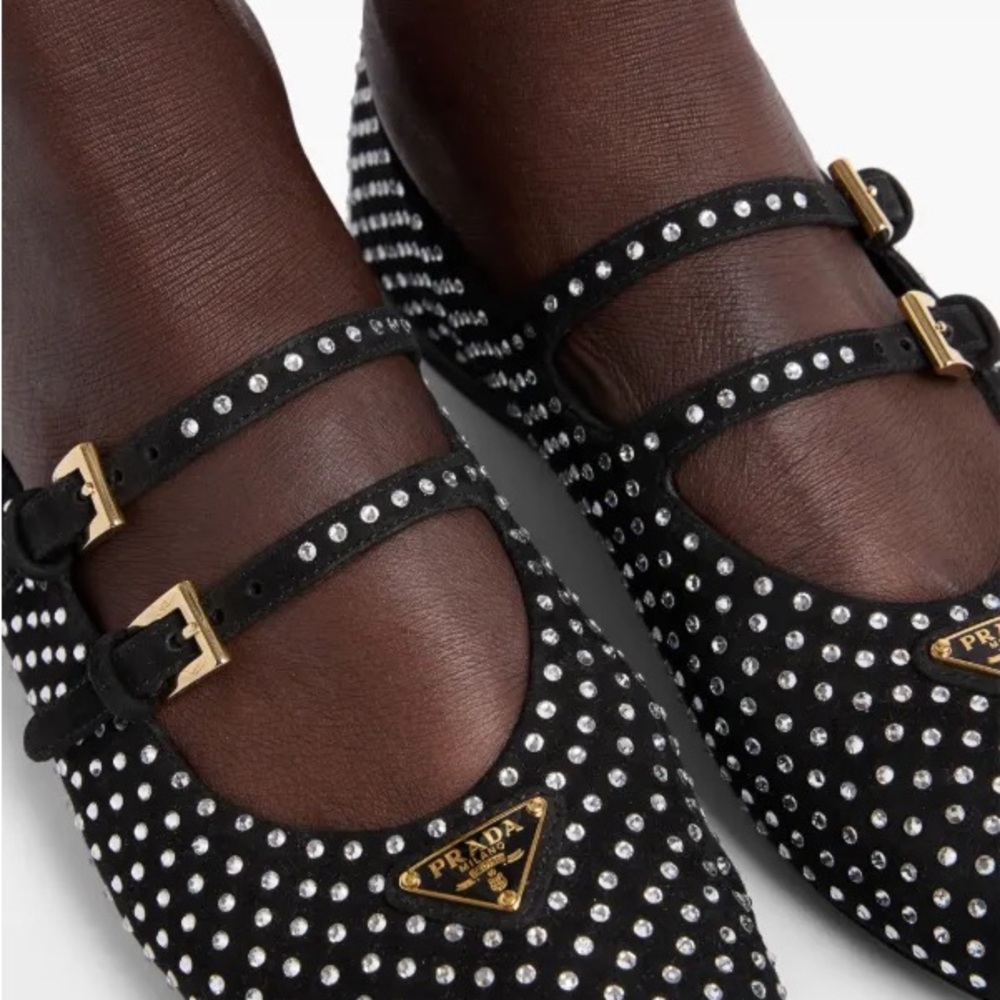 PRADA
Crystal Saffiano Dual Mary Jane Ballerina Flats - Picture 8 of 13